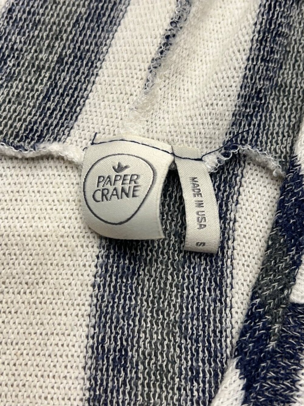 Paper Crane Striped Lightweight Hoodie Knit Small Coastal Beach Casual - Picture 3 of 8